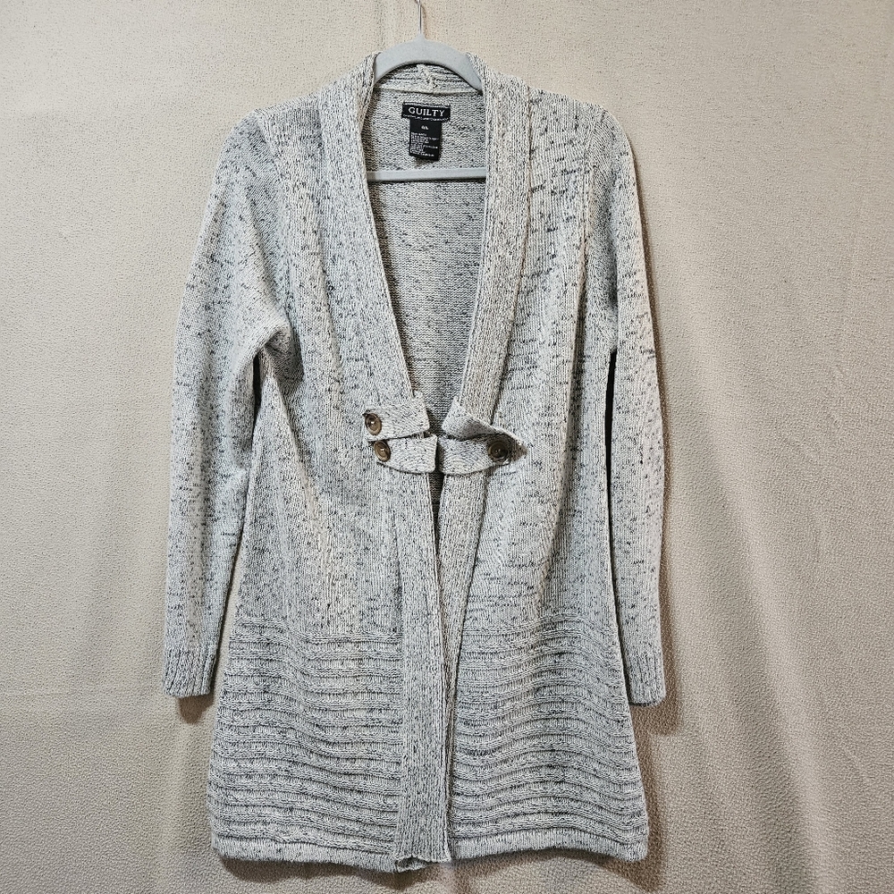Guilty Lg Gray Sweater Cardigan Long Oversized